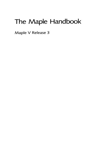 The Maple Handbook: Maple V Release 3