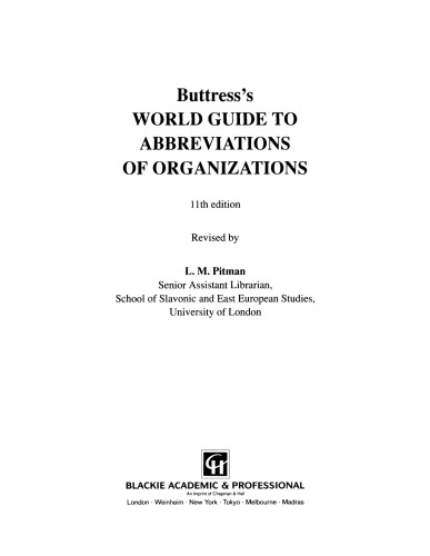 Buttress’s World Guide to Abbreviations of Organizations