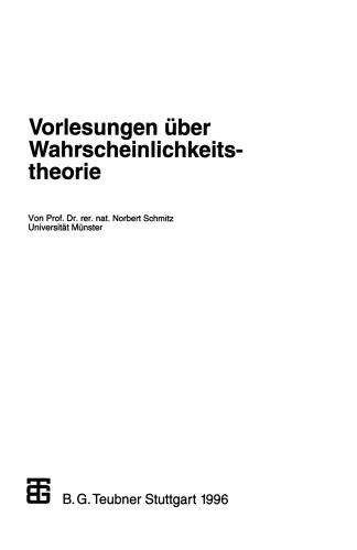 Vorlesungen über Wahrscheinlichkeitstheorie