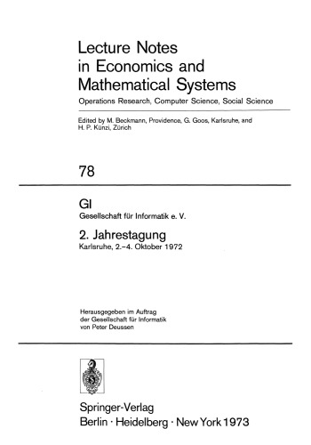 GI. Gesellschaft für Informatik e.V. 2. Jahrestagung: Karlsruhe, 2.–4. Oktober 1972