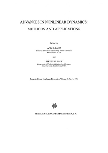 Advances in Nonlinear Dynamics: Methods and Applications