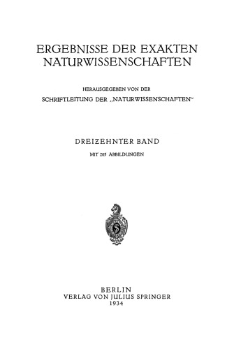 Ergebnisse der exakten naturwissenschaften