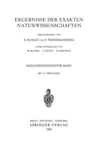 Ergebnisse der Exakten Naturwissenschaften