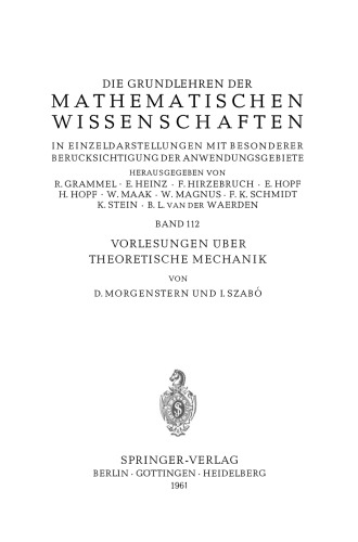 Vorlesungen Über Theoretische Mechanik