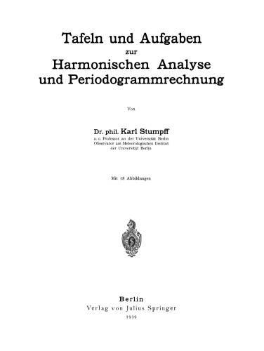 Tafeln und Aufgaben zur Harmonischen Analyse und Periodogrammrechnung