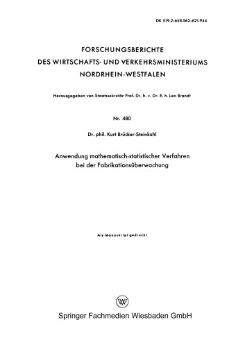 Anwendung mathematisch-statistischer Verfahren bei der Fabrikationsüberwachung