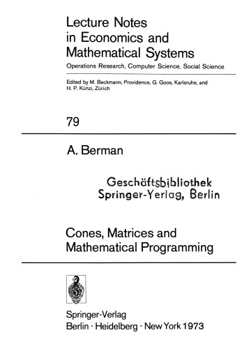 Cones, Matrices and Mathematical Programming