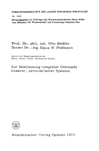 Zur Bestimmung integraler Gütemaße linearer, zeitinvarianter Systeme