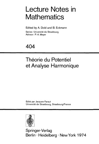 Théorie du Potentiel et Analyse Harmonique