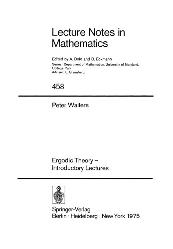 Ergodic Theory — Introductory Lectures