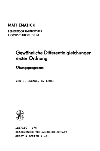 Gewöhnliche Differentialgleichungen erster Ordnung: Übungsprogramm