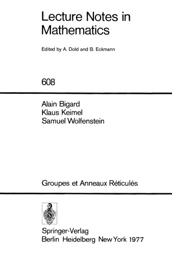 Groupes et Anneaux Réticulés