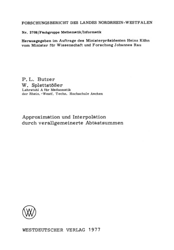 Approximation und Interpolation durch verallgemeinerte Abtastsummen