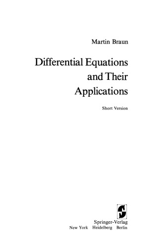 Differential Equations and Their Applications: Short Version