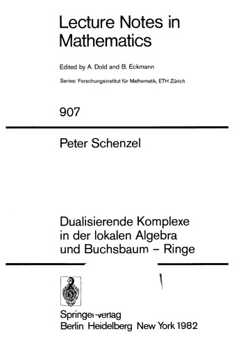 Dualisierende Komplexe in der Iokalen Algebra und Buchsbaum - Ringe