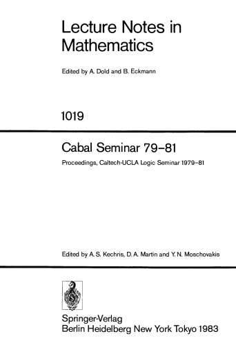 Cabal Seminar 79–81: Proceedings, Caltech-UCLA Logic Seminar 1979–81