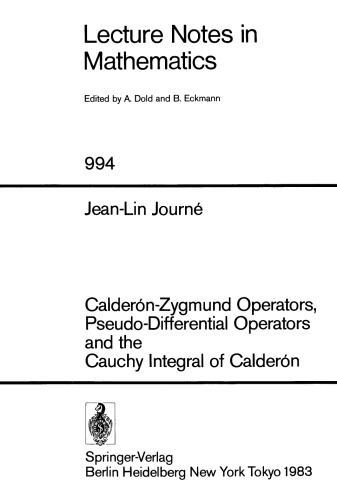 Calderón-Zygmund Operators, Pseudo-Differential Operators and the Cauchy Integral of Calderón