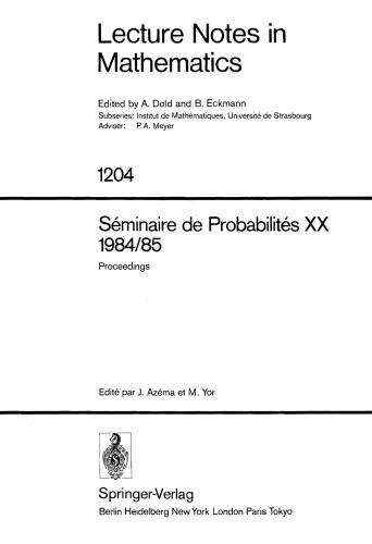 Séminaire de Probabilités XX 1984/85: Proceedings