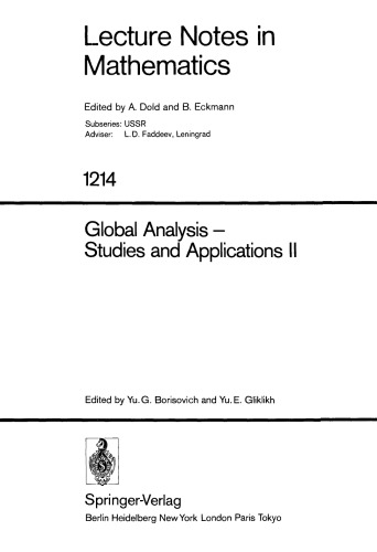 Global Analysis — Studies and Applications II