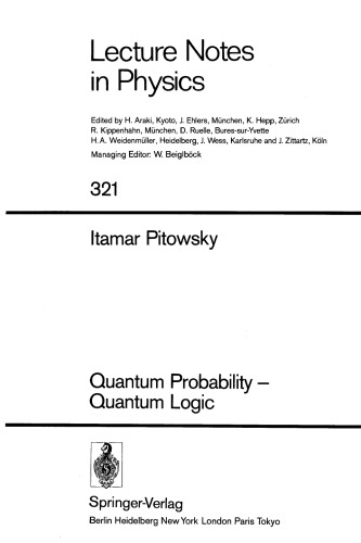 Quantum Probability — Quantum Logic