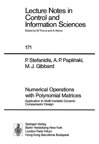 Numerical Operations with Polynomial Matrices: Application to Multi-Variable Dynamic Compensator Design