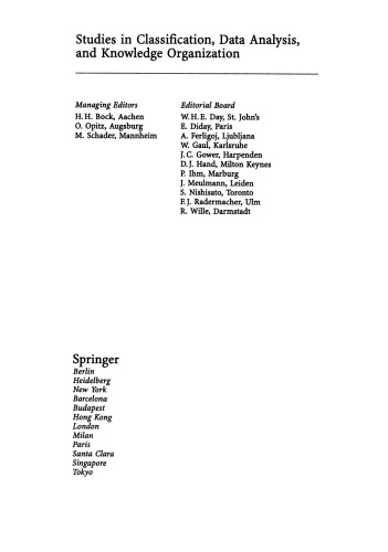 Data Analysis and Information Systems: Statistical and Conceptual Approaches Proceedings of the 19th Annual Conference of the Gesellschaft für Klassifikation e.V. University of Basel, March 8–10, 1995