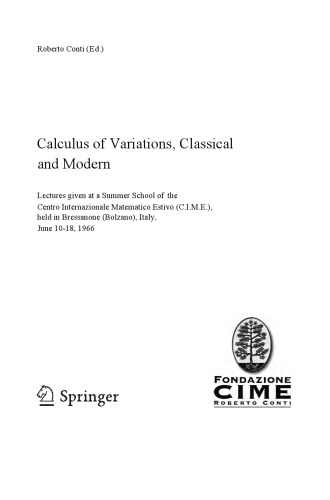 Calculus of Variations, Classical and Modern