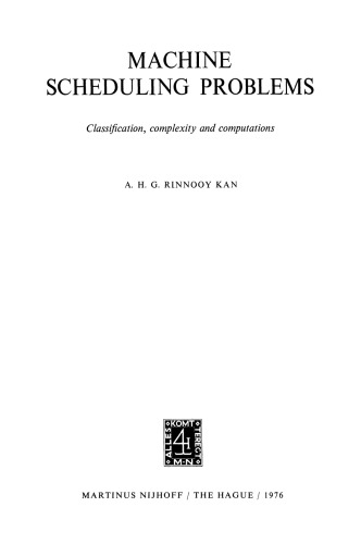 Machine Scheduling Problems: Classification, complexity and computations