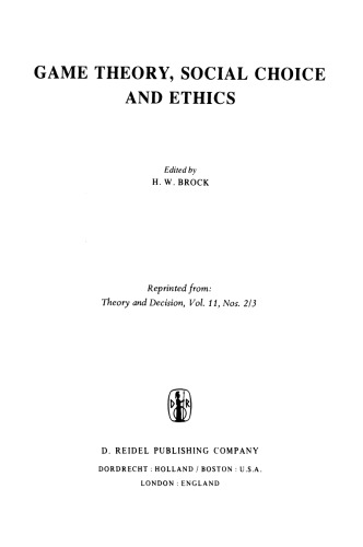 Game Theory, Social Choice and Ethics