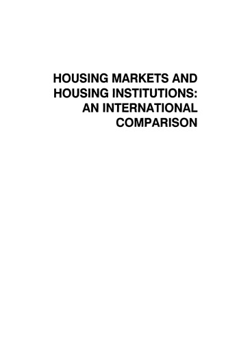 Housing Markets and Housing Institutions: An International Comparison