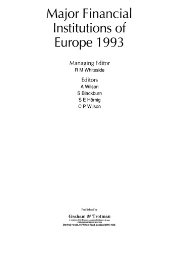 Major Financial Institutions of Europe 1993