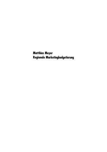 Regionale Marketingbudgetierung: Ansätze zur Entscheidungsunterstützung