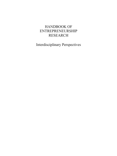 Handbook of Entrepreneurship Research: Interdisciplinary Perspectives