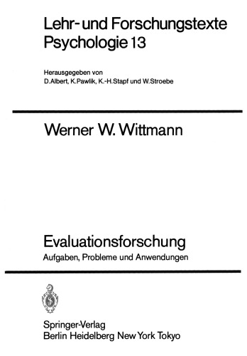 Evaluationsforschung: Aufgaben, Probleme und Anwendungen