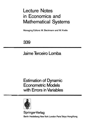 Estimation of Dynamic Econometric Models with Errors in Variables