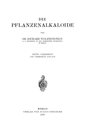 Die Pflanzenalkaloide