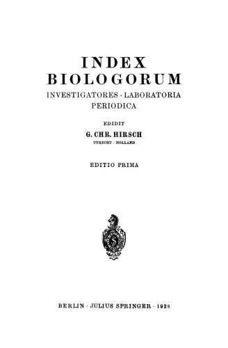 Index Biologorum: Inverstigatores · Laboratoria Periodica