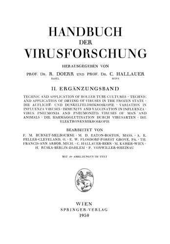 Handbuch der Virusforschung: II. Ergänzungsband