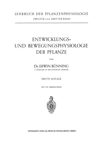 Entwicklungs- und Bewegungsphysiologie der Pflanze