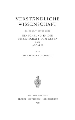 Einführung in die Wissenschaft vom Leben oder Ascaris