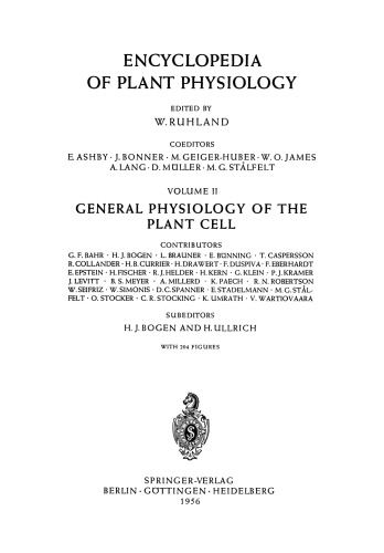 Allgemeine Physiologie der Pflanzenzelle / General Physiology of the Plant Cell