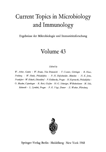 Current Topics in Microbiology and Immunology: Ergebnisse der Mikrobiologie und Immunitatsforschung