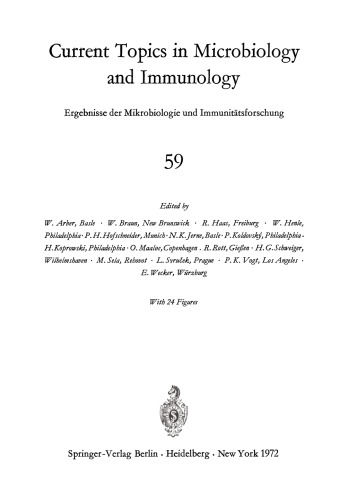 Current Topics in Microbiology and Immunology: Ergebnisse der Mikrobiologie und Immunitatsforschung