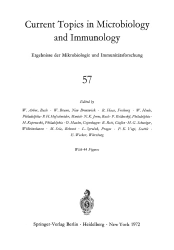 Current Topics in Microbiology and Immunology: Ergebnisse der Mikrobiologie und Immunitatsforschung