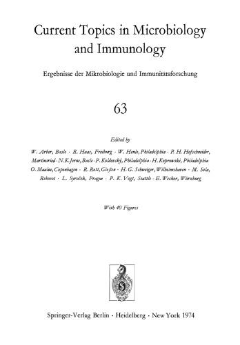 Current Topics in Microbiology and Immunology / Ergebnisse der Mikrobiologie und Immunitatsforschung