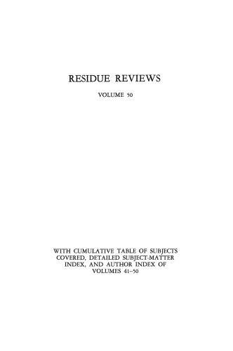 Residue Reviews