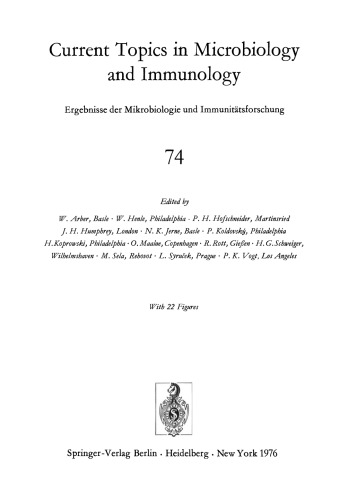 Current Topics in Microbiology and Immunology / Ergebnisse der Mikrobiologie und Immunitatsforschung