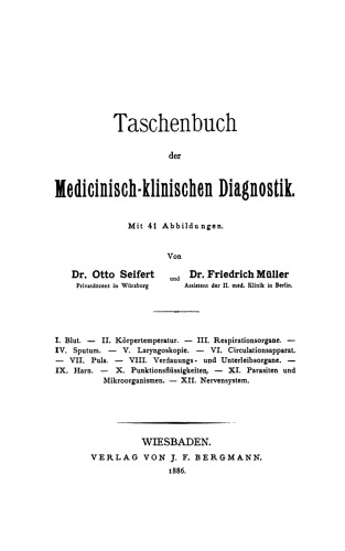 Taschenbuch der Medicinisch-Klinischen Diagnostik