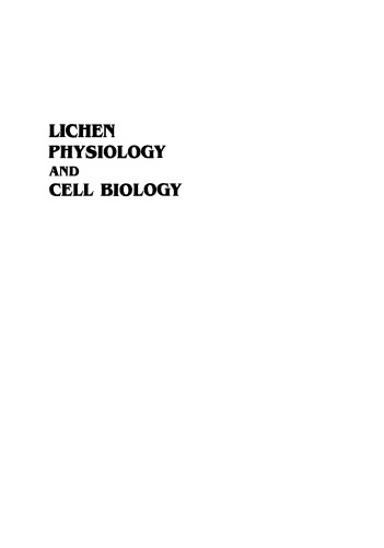 Lichen Physiology and Cell Biology