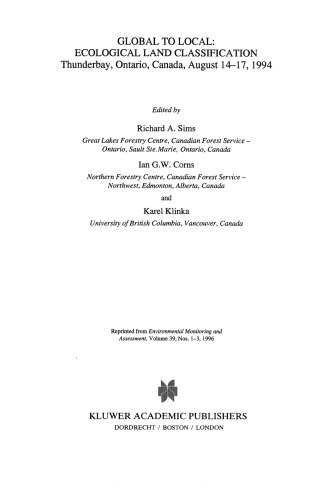 Global to Local: Ecological Land Classification: Thunderbay, Ontario, Canada, August 14–17, 1994